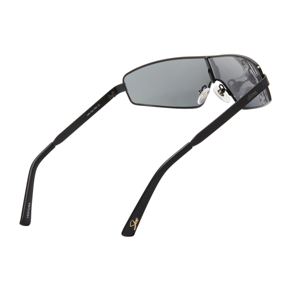 917 - black shiny metal frame + silver mirror sunglasses – Dime Optics