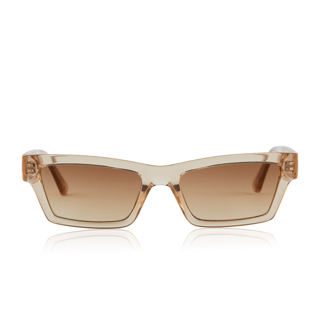 laurel cateye sunglasses clear brown light brown gradient