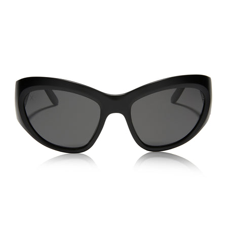 castro incognito round sunglasses, matte black + grey polarized