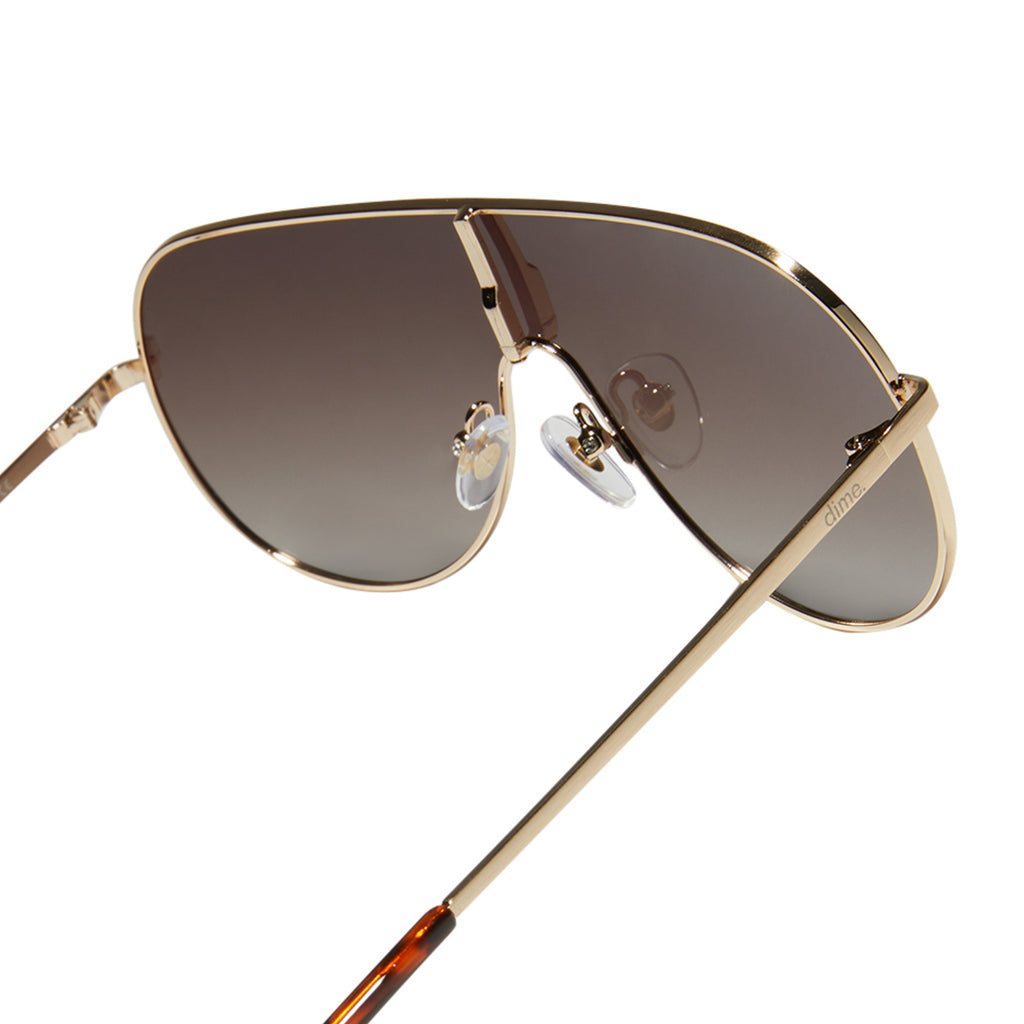 tarzana shield sunglasses - gold + brown gradient polarized - dime ...