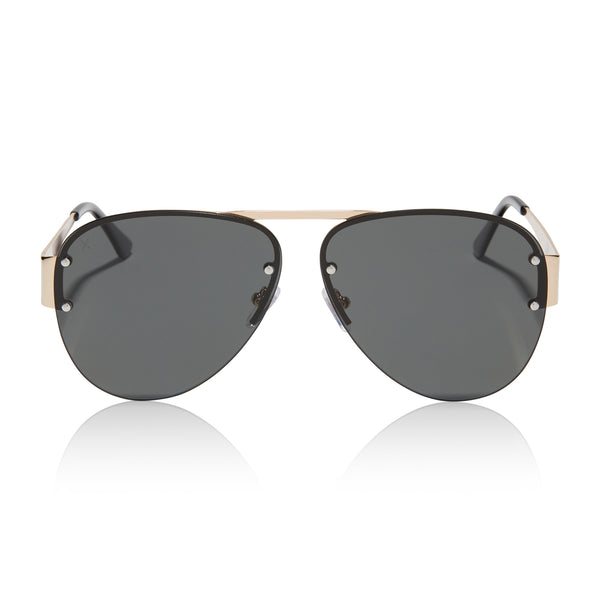 shiny grey sunglasses metal gold Dime – frame + Optics 917 - solid