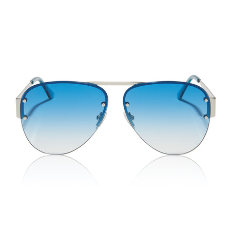 917 - Black Shiny Metal Frame + Silver Mirror Sunglasses